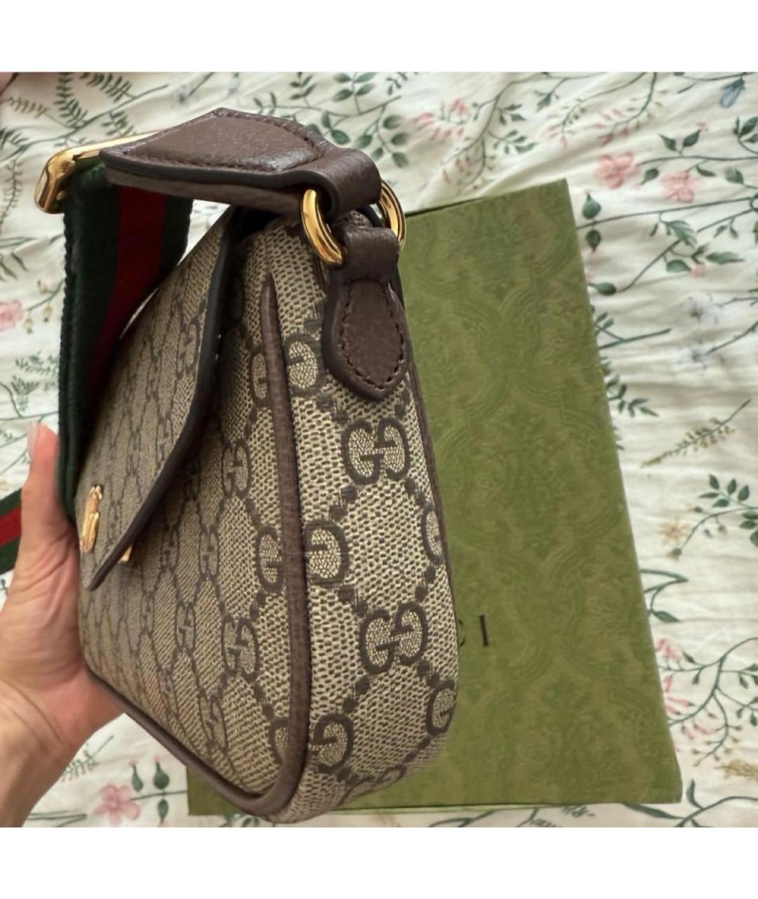 GUCCI Бежевая кожаная сумка через плечо, фото 2