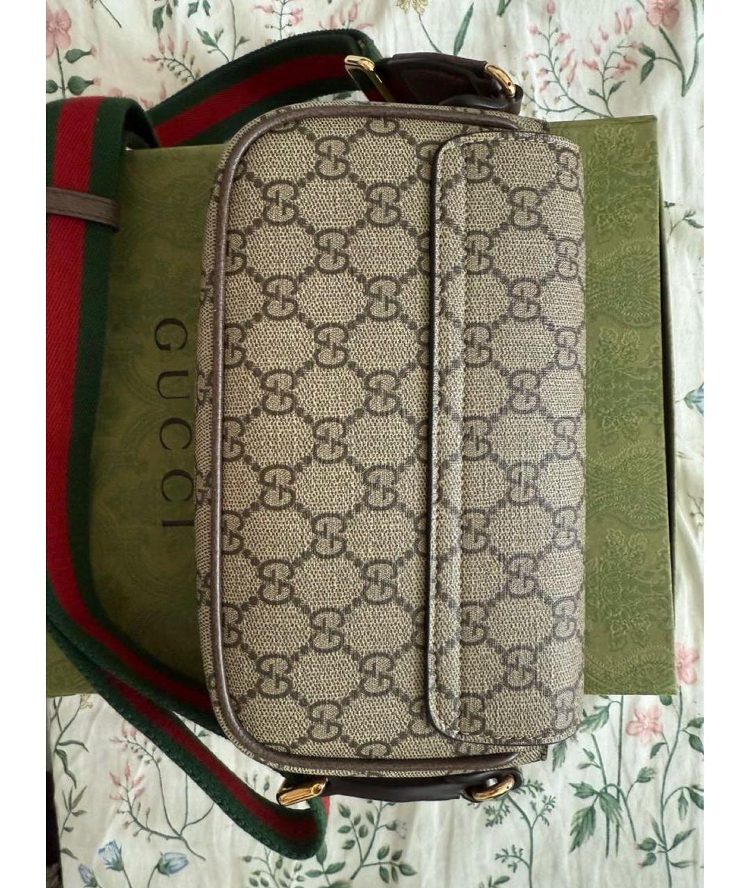 GUCCI Бежевая кожаная сумка через плечо, фото 3
