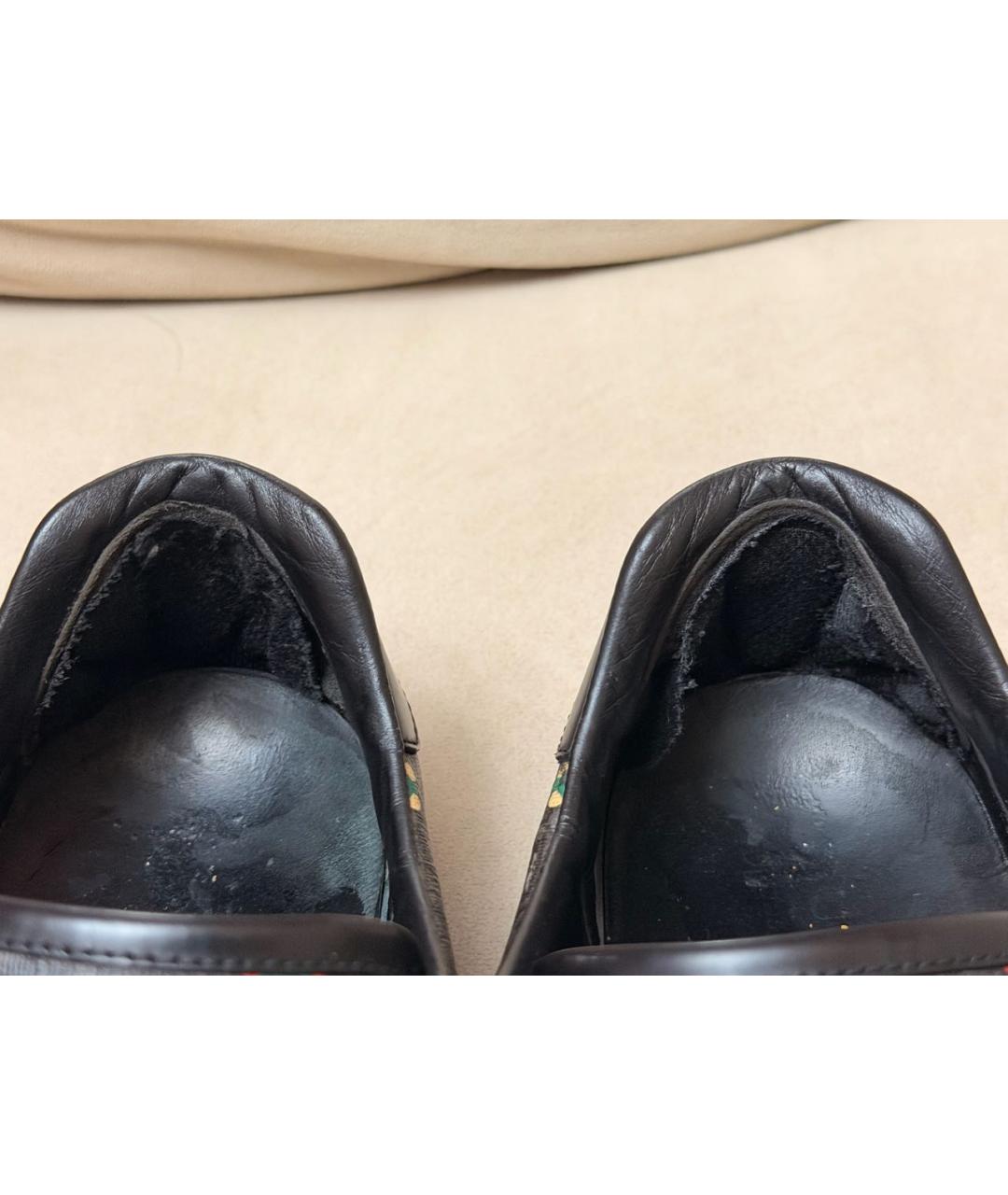 GUCCI Черные кожаные низкие кроссовки / кеды, фото 8