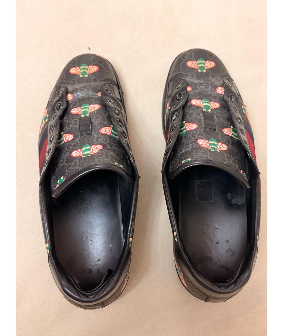 GUCCI Черные кожаные низкие кроссовки / кеды, фото 3