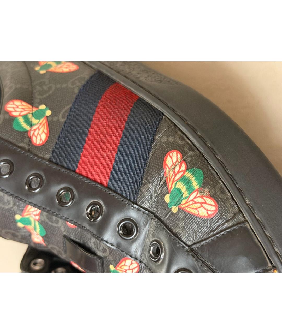 GUCCI Черные кожаные низкие кроссовки / кеды, фото 7