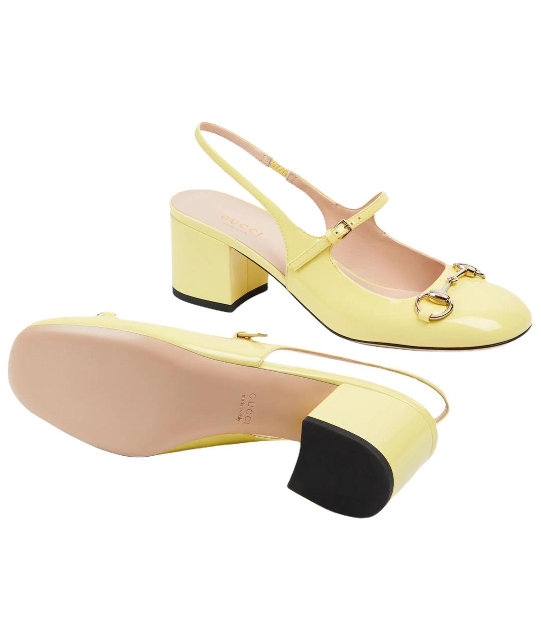 GUCCI Желтые кожаные туфли, фото 5