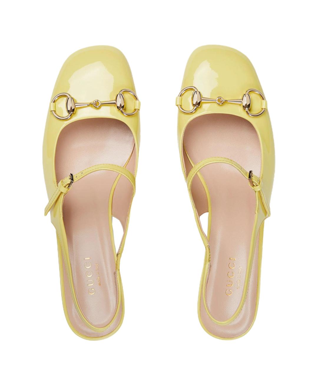 GUCCI Желтые кожаные туфли, фото 3