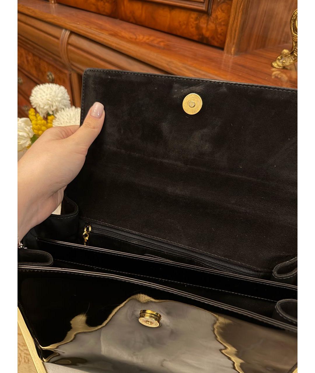 ESCADA Черная сумка с короткими ручками из лакированной кожи, фото 6