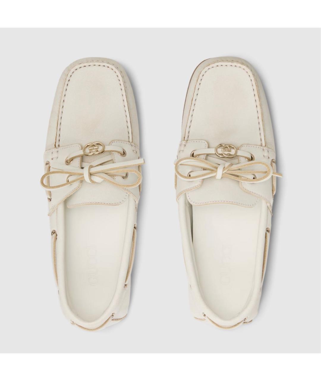 GUCCI Белые кожаные мокасины, фото 5
