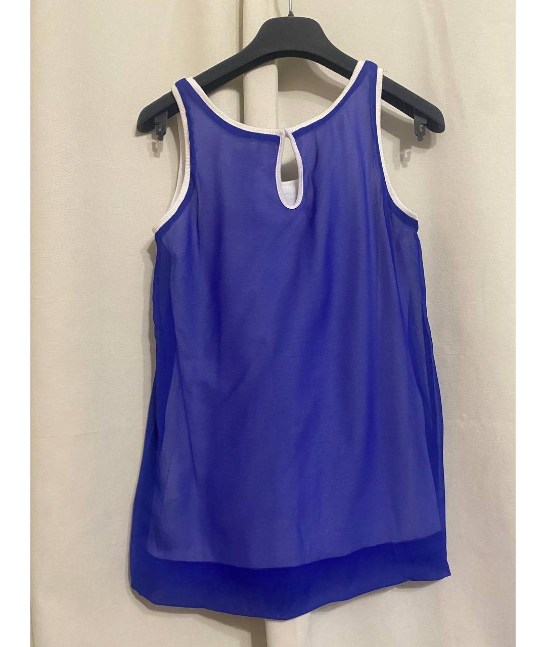 MIU MIU Синяя шелковая майка, фото 2