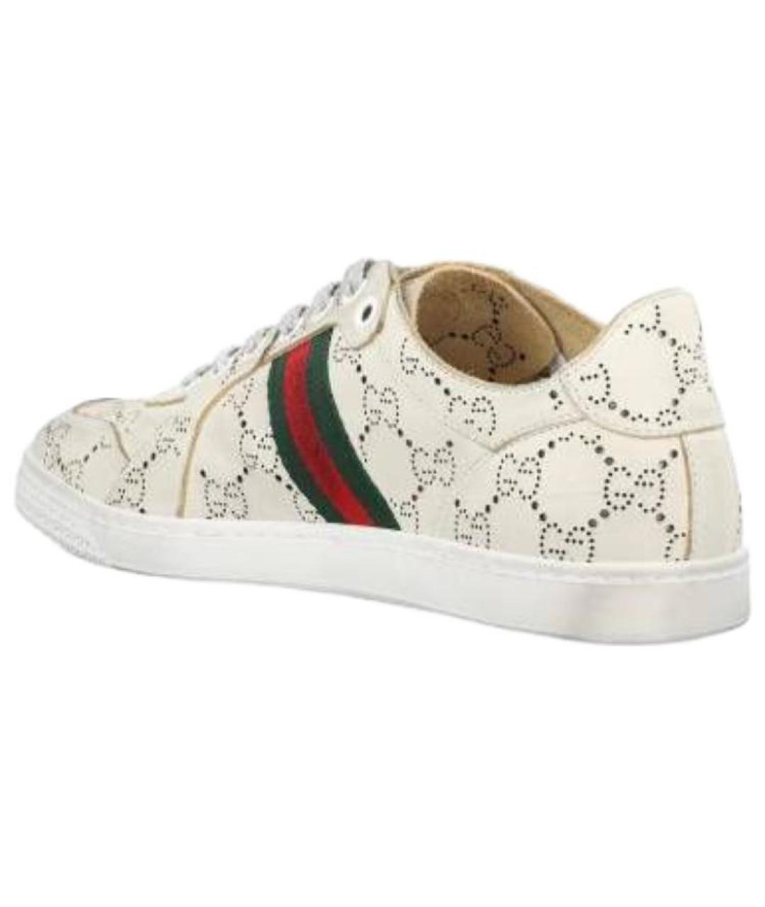 GUCCI Белые кожаные кеды, фото 4