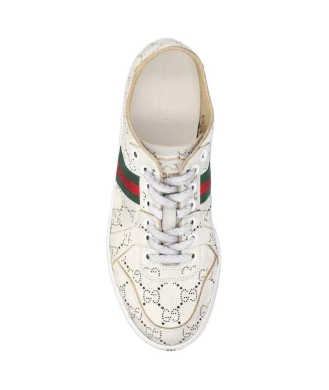 GUCCI Белые кожаные кеды, фото 5