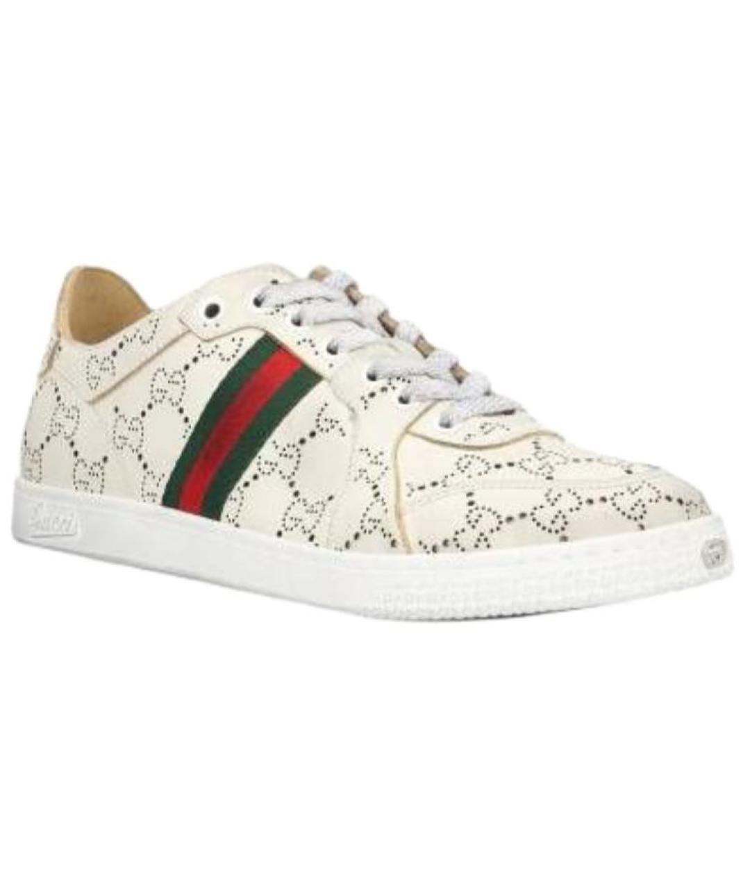 GUCCI Белые кожаные кеды, фото 3