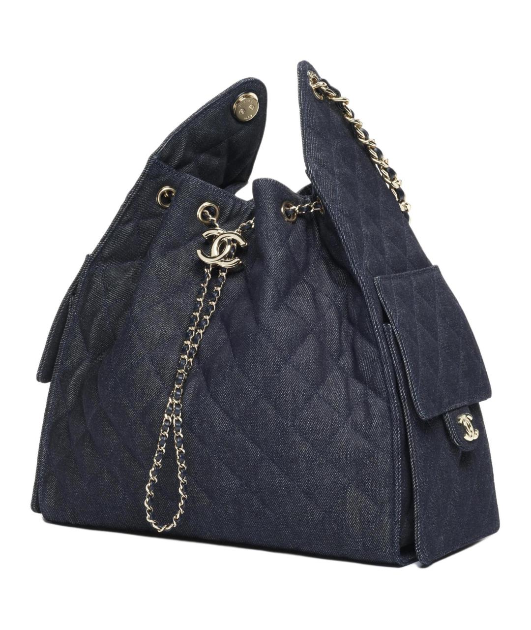 CHANEL Темно-синяя деним сумка через плечо, фото 2