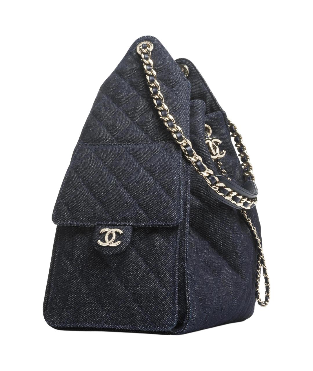 CHANEL Темно-синяя деним сумка через плечо, фото 3