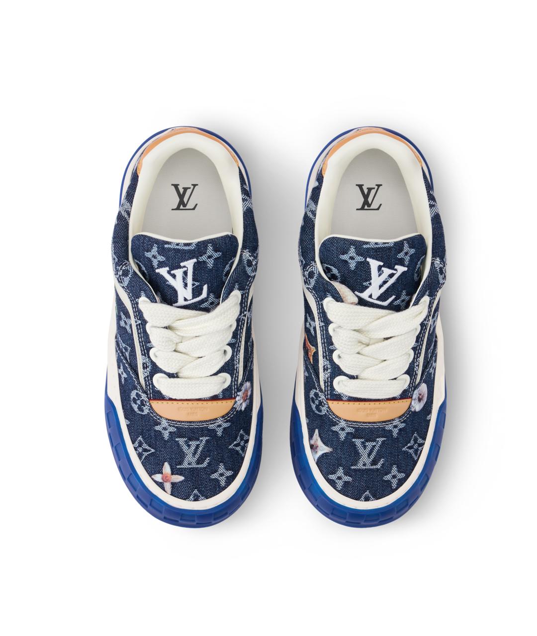 LOUIS VUITTON Синие низкие кроссовки / кеды, фото 4