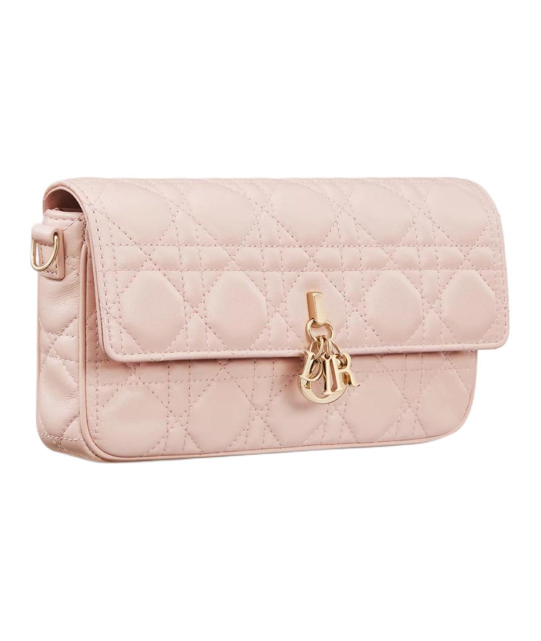 CHRISTIAN DIOR Розовая кожаная сумка через плечо, фото 3