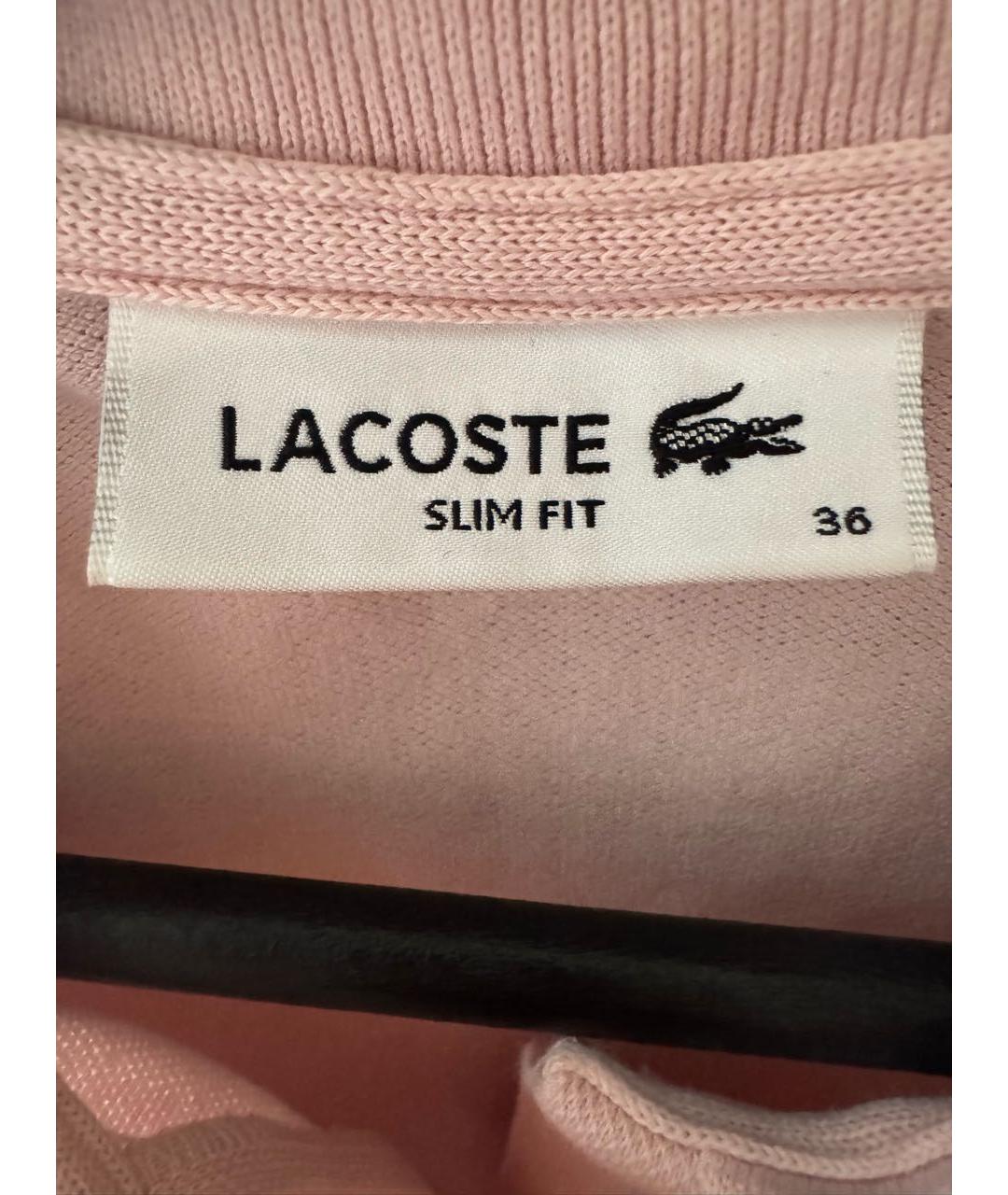 LACOSTE Розовое хлопко-эластановое повседневное платье, фото 3