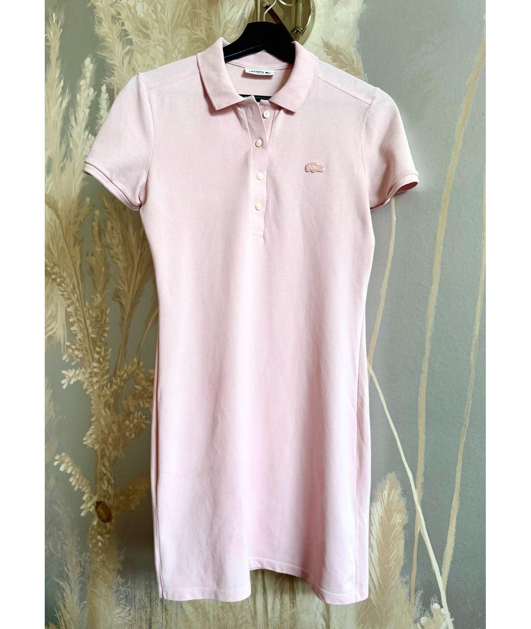 LACOSTE Розовое хлопко-эластановое повседневное платье, фото 4