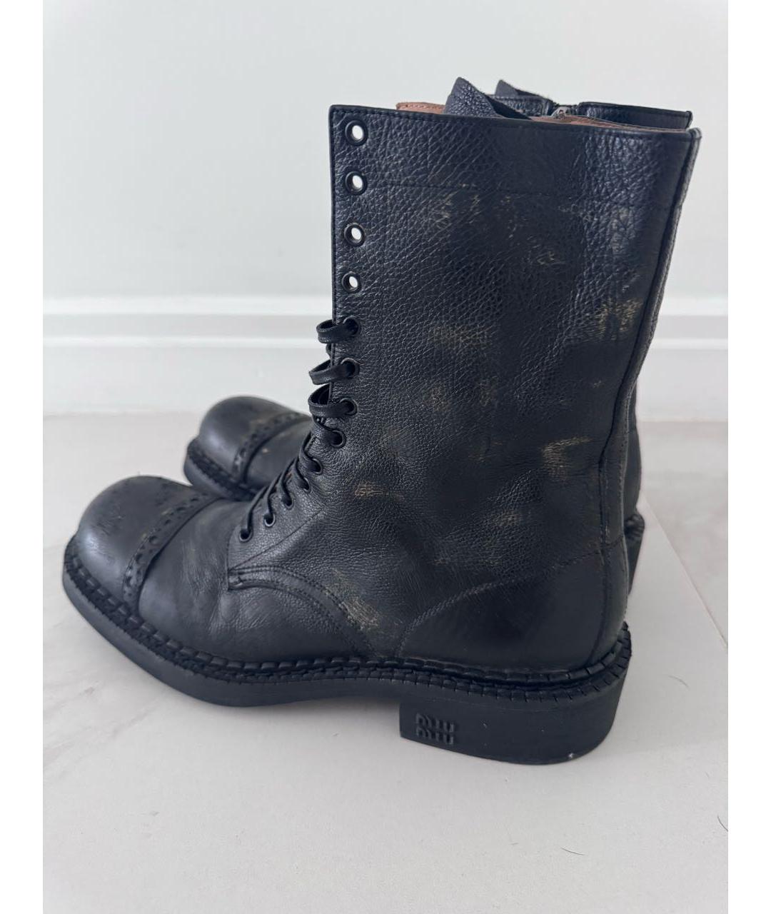 MIU MIU Черные кожаные ботинки, фото 6