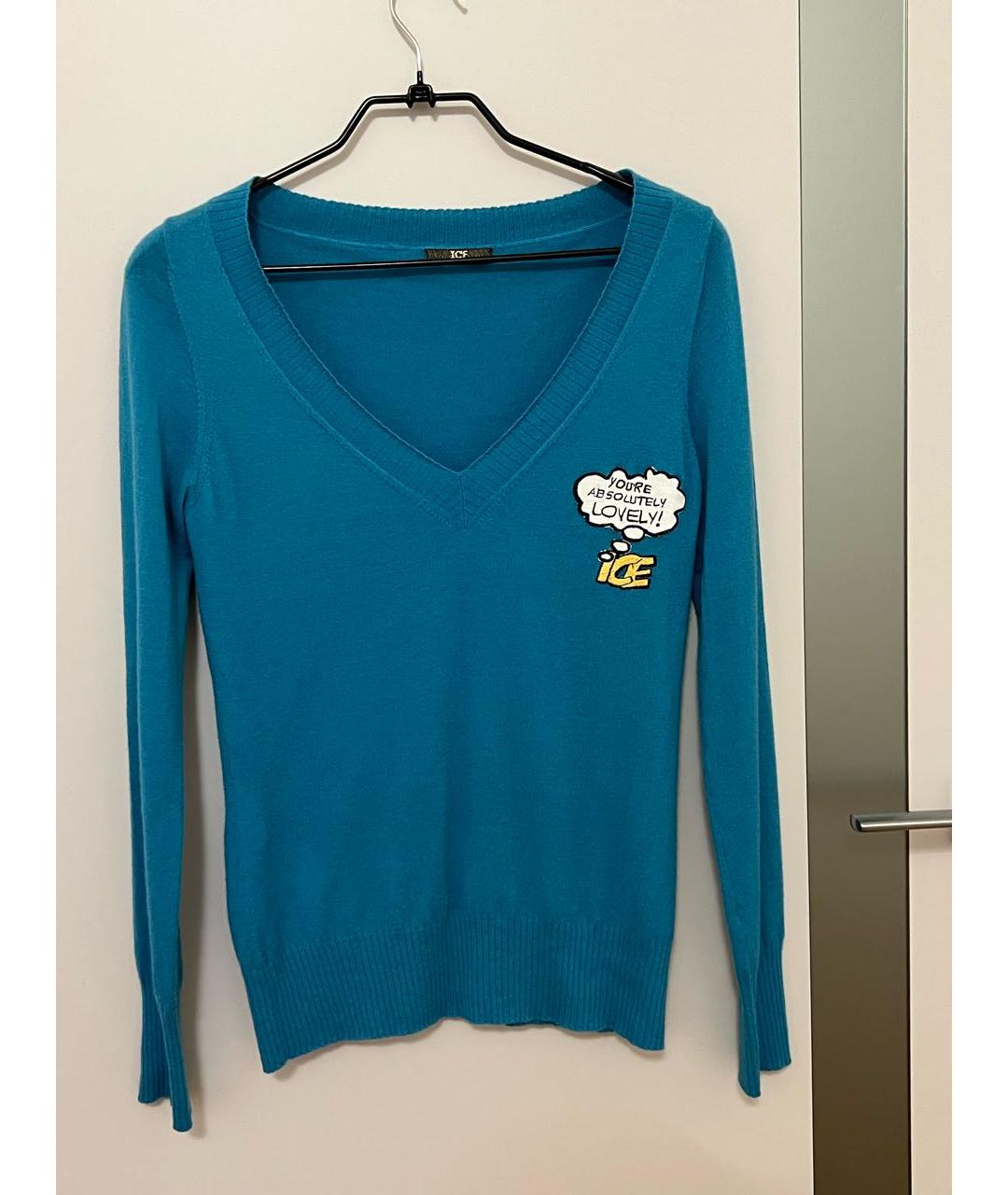 ICEBERG Бирюзовый шерстяной джемпер / свитер, фото 3