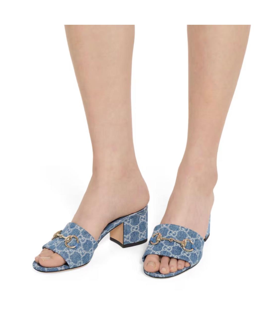 GUCCI Голубые мюли, фото 3