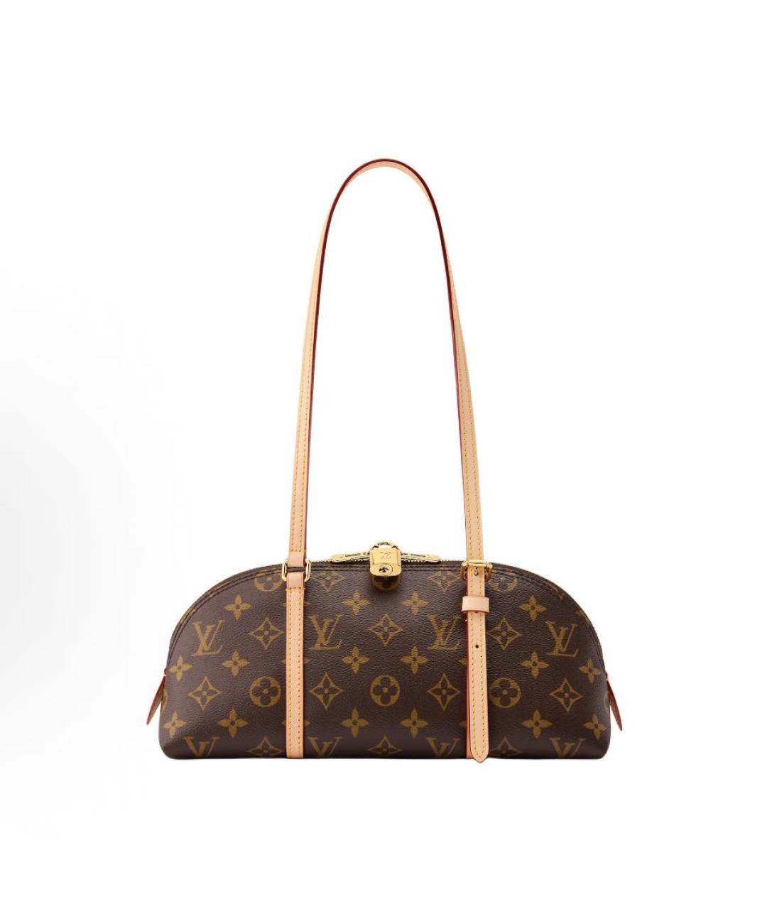 LOUIS VUITTON Коричневая кожаная сумка через плечо, фото 6