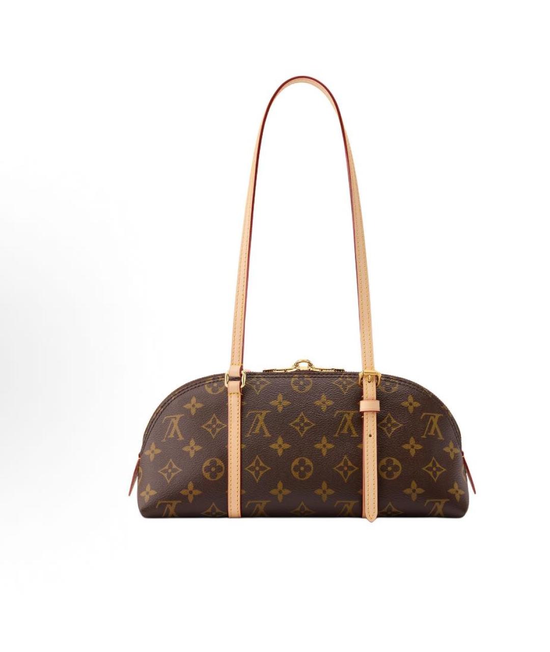 LOUIS VUITTON Коричневая кожаная сумка через плечо, фото 3