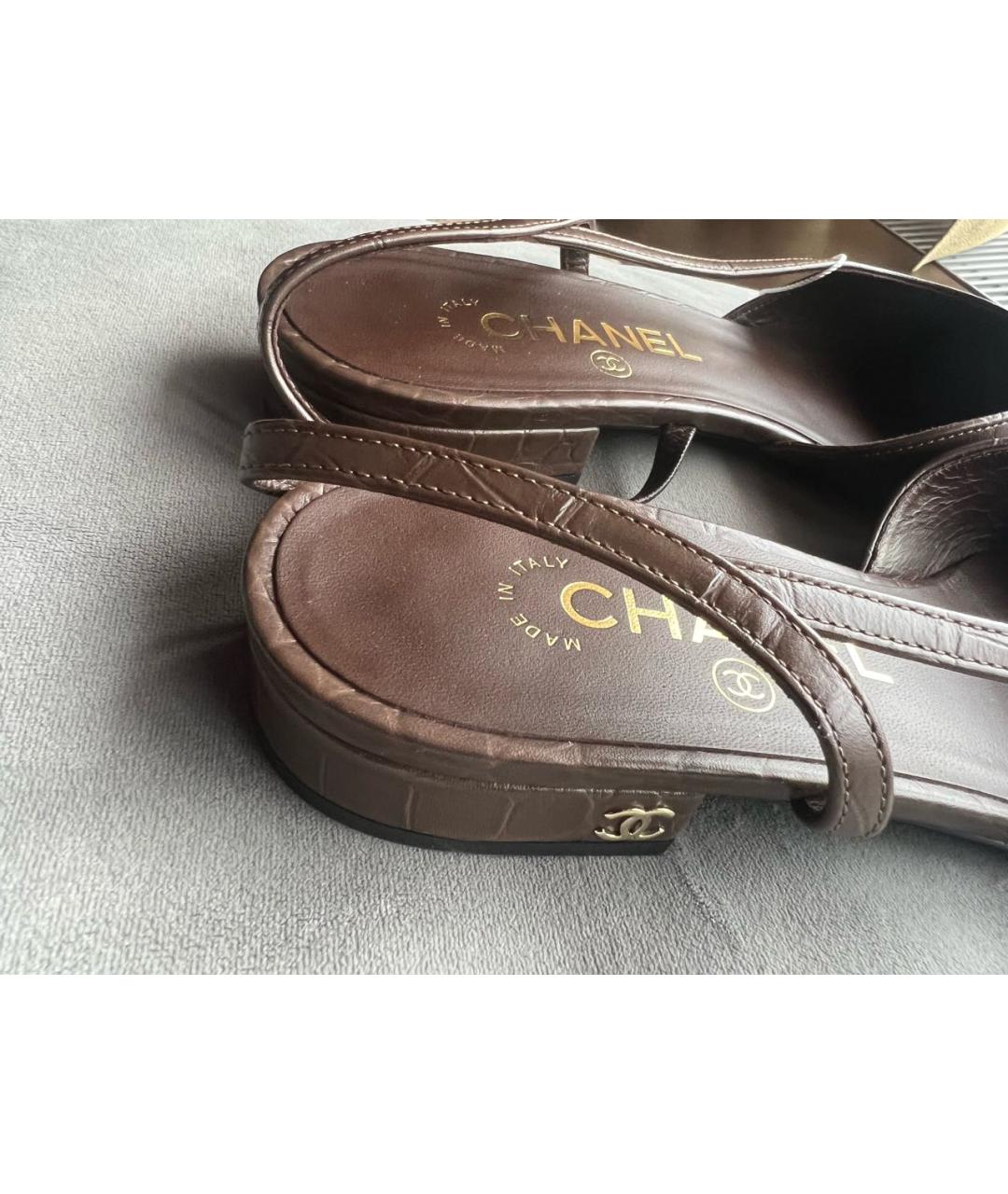 CHANEL Коричневые кожаные балетки, фото 4
