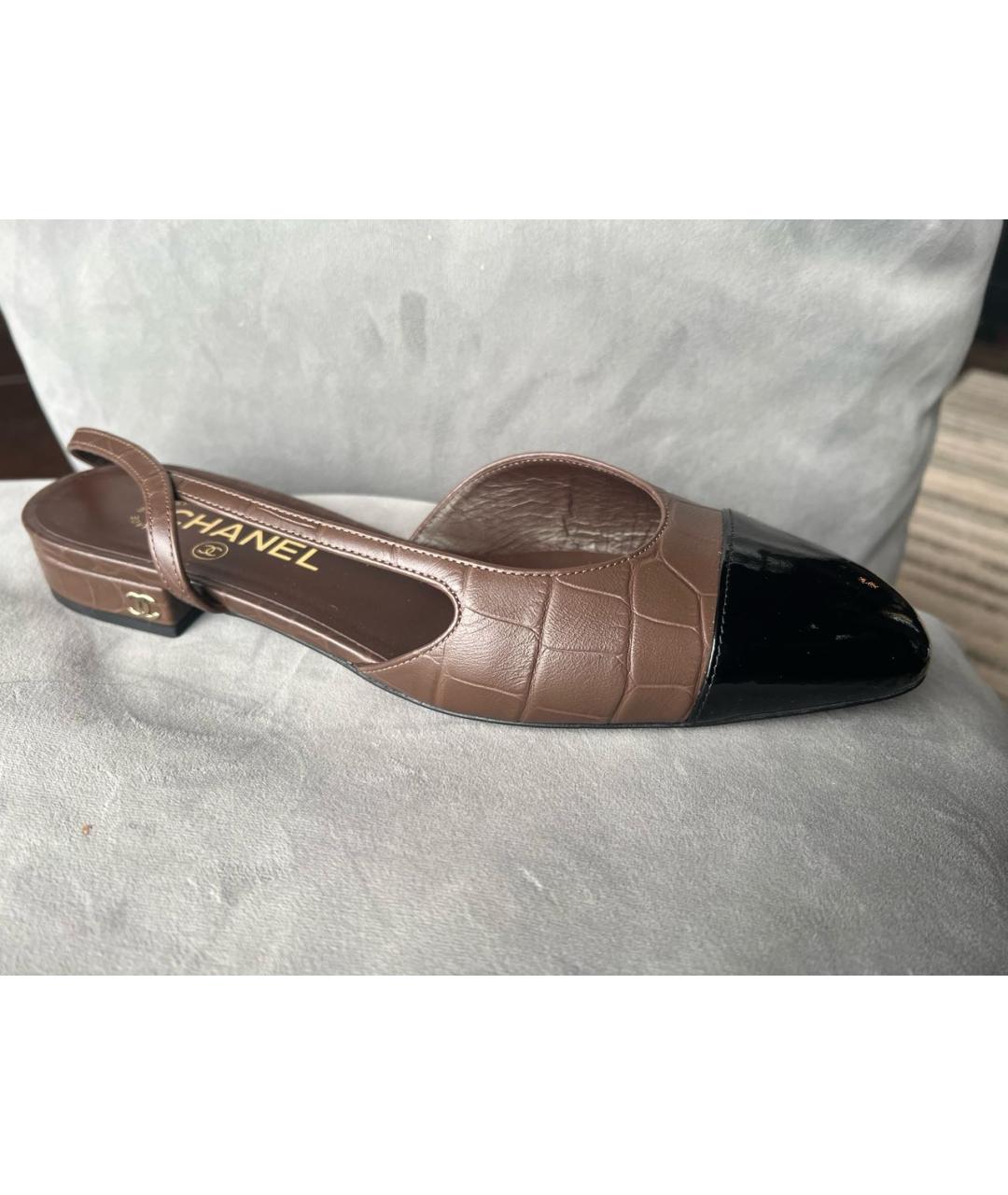 CHANEL Коричневые кожаные балетки, фото 8