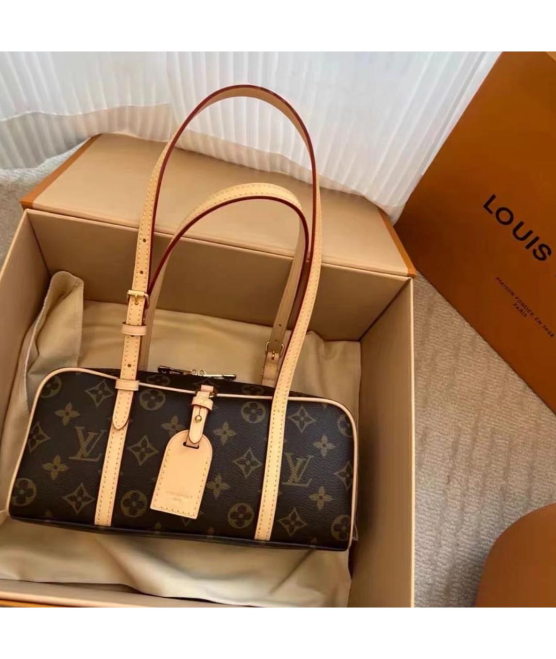 LOUIS VUITTON Коричневая сумка с короткими ручками, фото 3