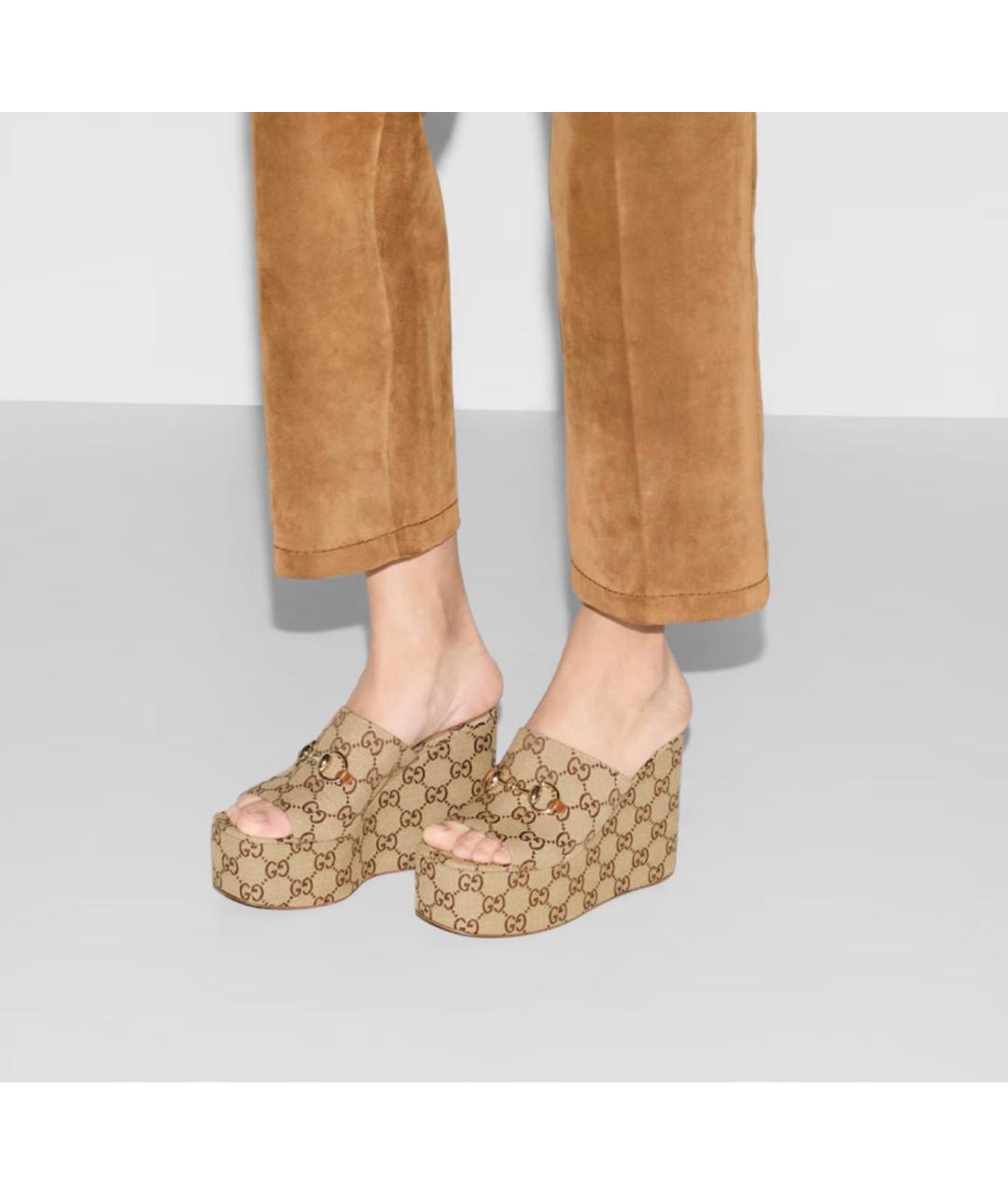 GUCCI Бежевые босоножки, фото 3