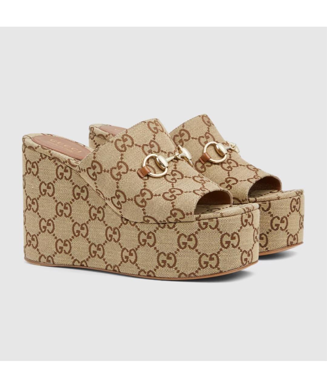 GUCCI Бежевые босоножки, фото 2