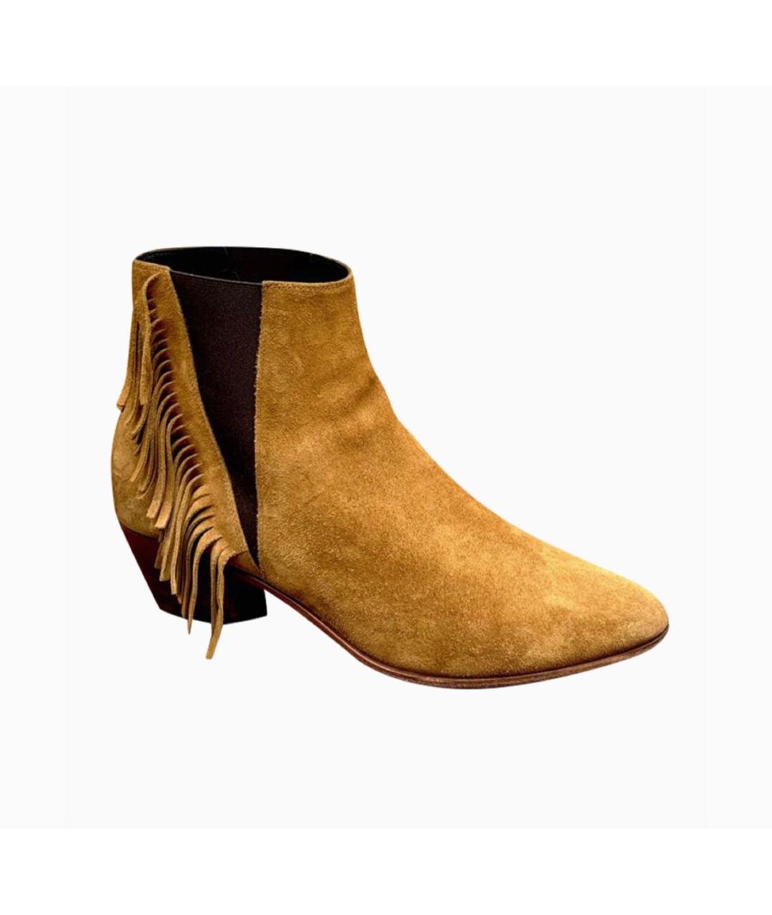 SAINT LAURENT Коричневые замшевые полусапоги, фото 6