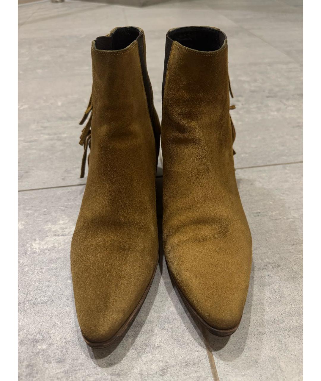 SAINT LAURENT Коричневые замшевые полусапоги, фото 2