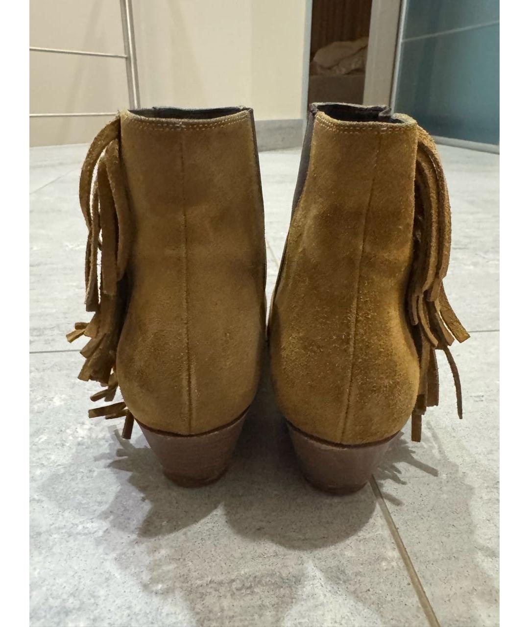 SAINT LAURENT Коричневые замшевые полусапоги, фото 4