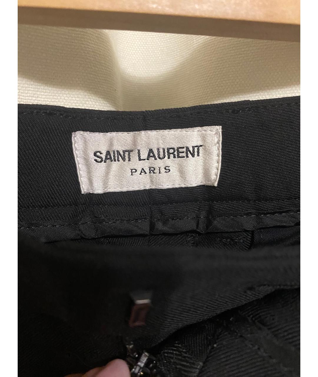 SAINT LAURENT Черные шерстяные брюки узкие, фото 3