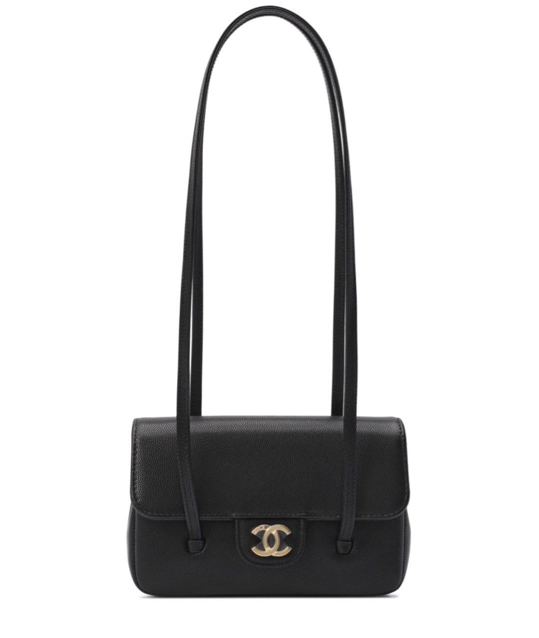 CHANEL Черная кожаная сумка с короткими ручками, фото 6