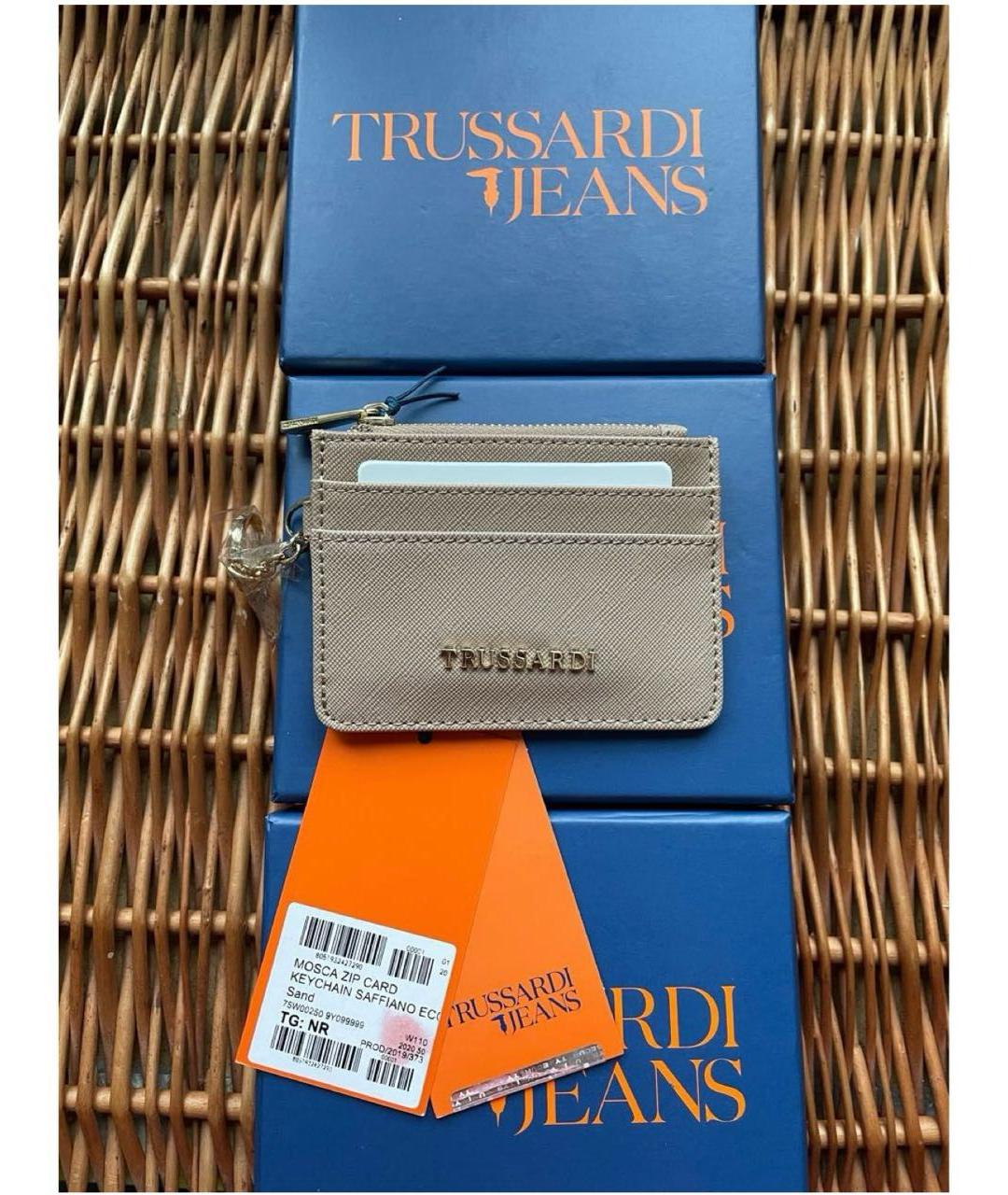 TRUSSARDI Бежевый кардхолдер из искусственной кожи, фото 2