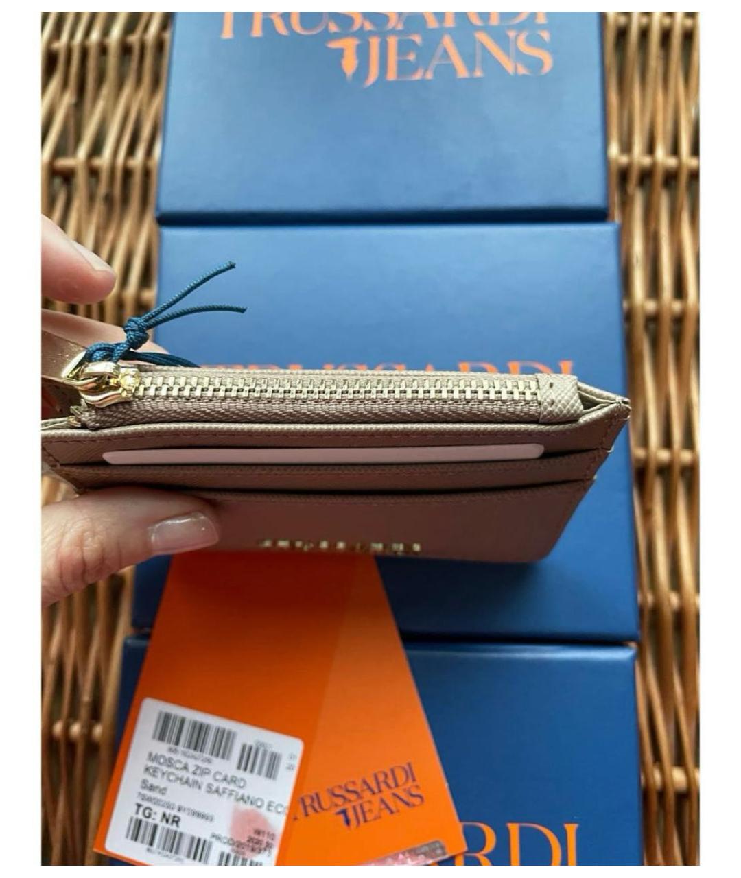 TRUSSARDI Бежевый кардхолдер из искусственной кожи, фото 5