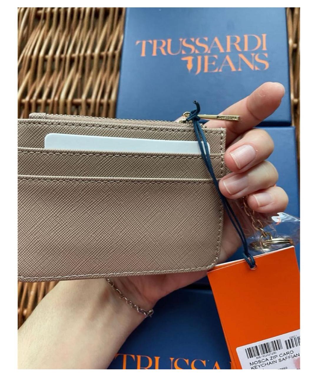 TRUSSARDI Бежевый кардхолдер из искусственной кожи, фото 4