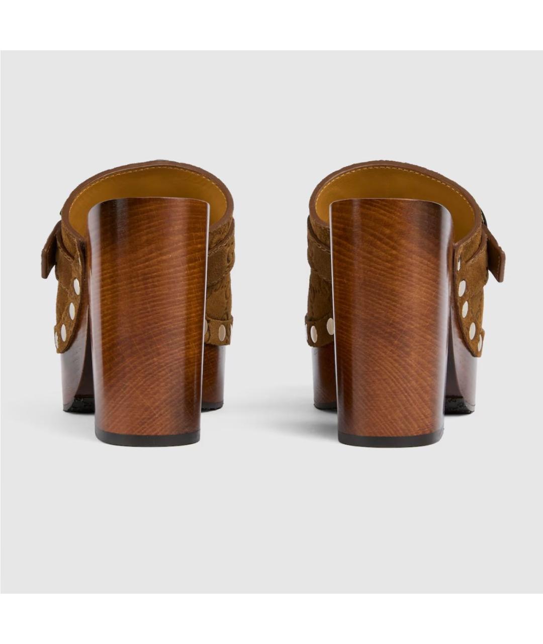 GUCCI Коричневые замшевые сабо, фото 4