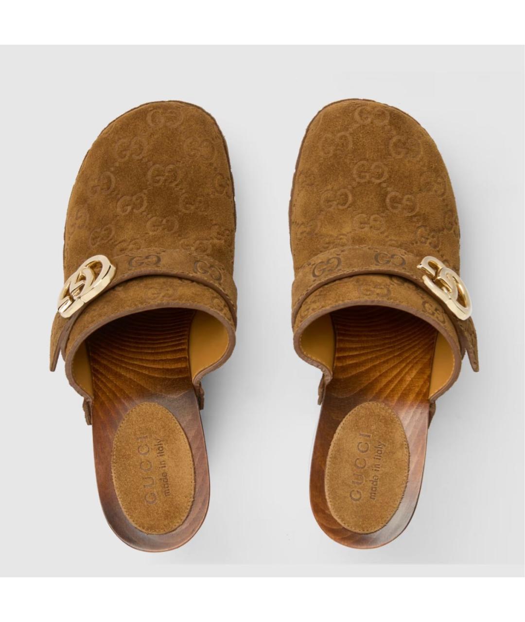 GUCCI Коричневые замшевые сабо, фото 5