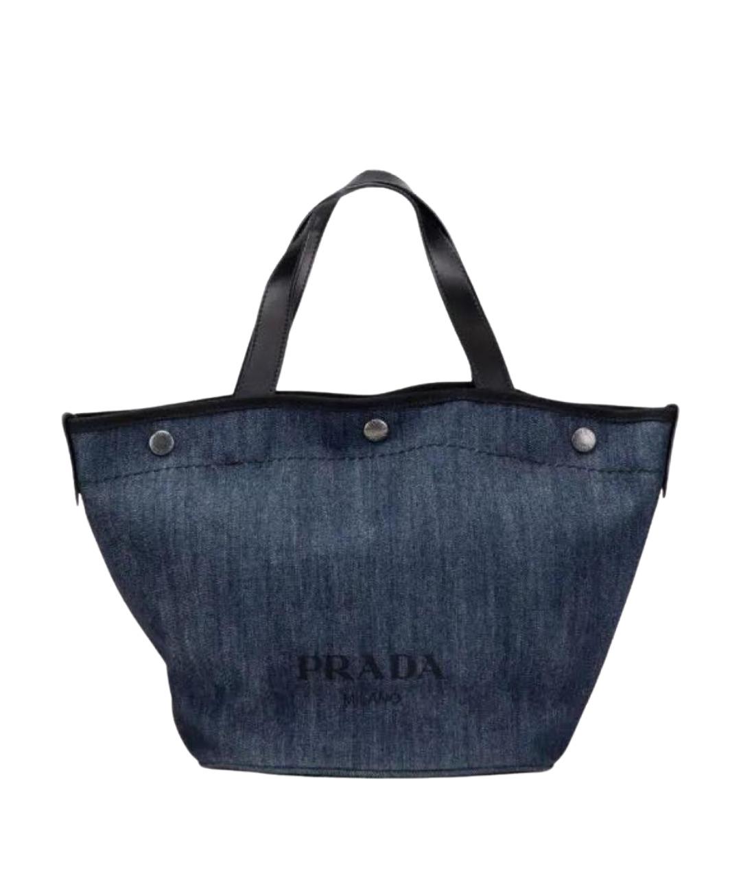 PRADA Темно-синяя деним сумка тоут, фото 1