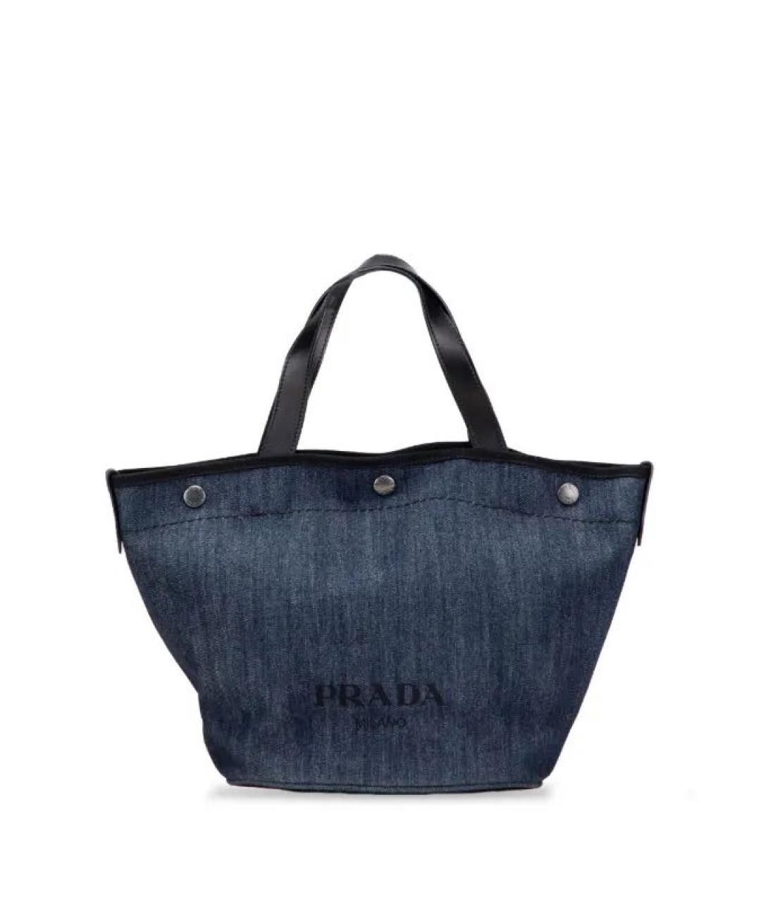 PRADA Темно-синяя деним сумка тоут, фото 9