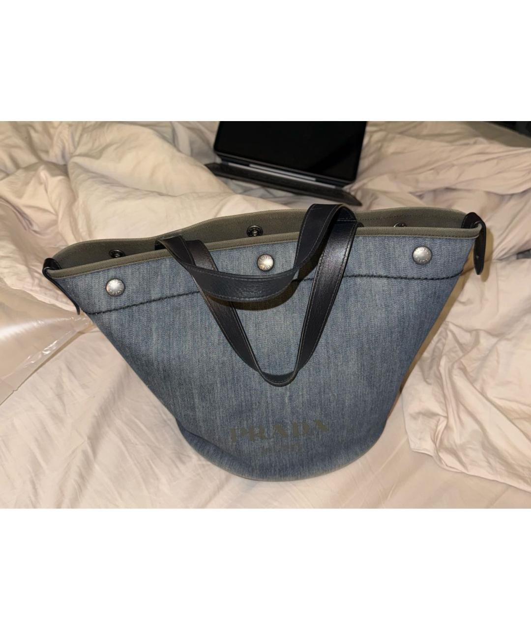 PRADA Темно-синяя деним сумка тоут, фото 2