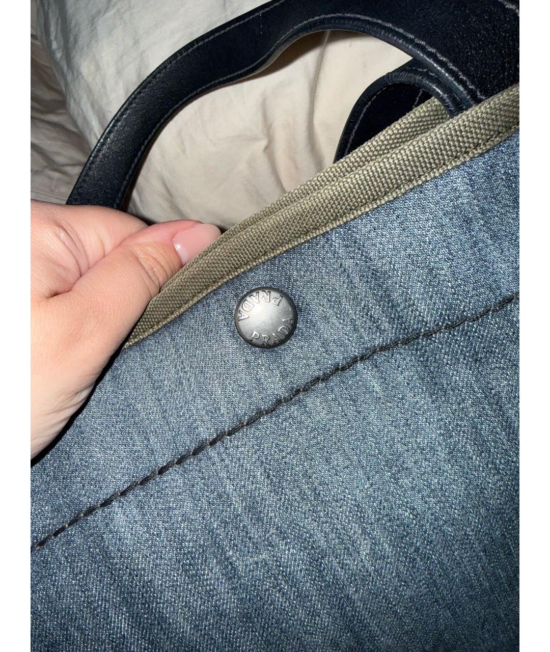 PRADA Темно-синяя деним сумка тоут, фото 7