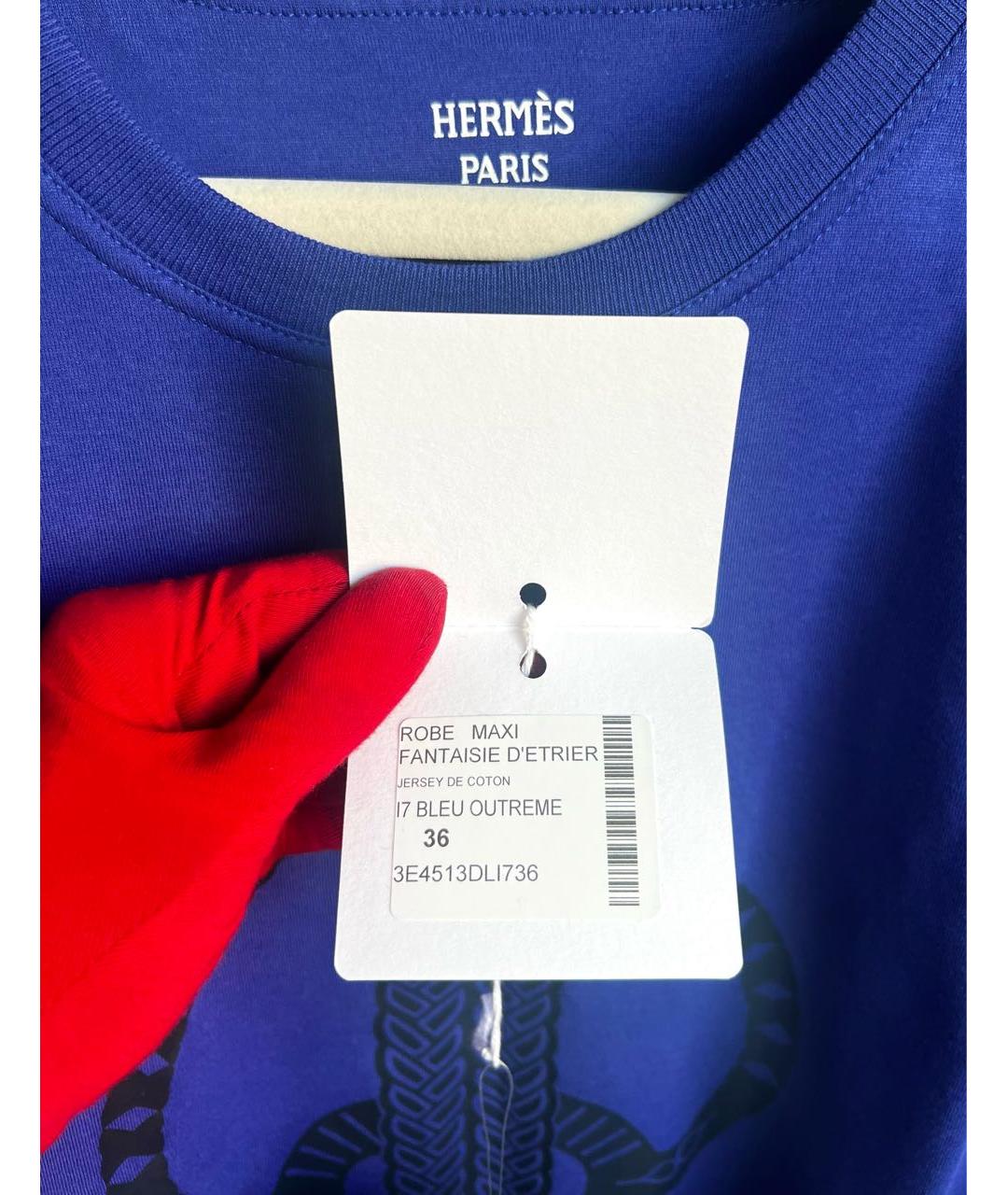 HERMES Синее хлопковое повседневное платье, фото 5