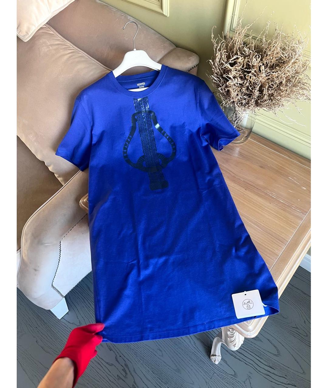 HERMES Синее хлопковое повседневное платье, фото 6