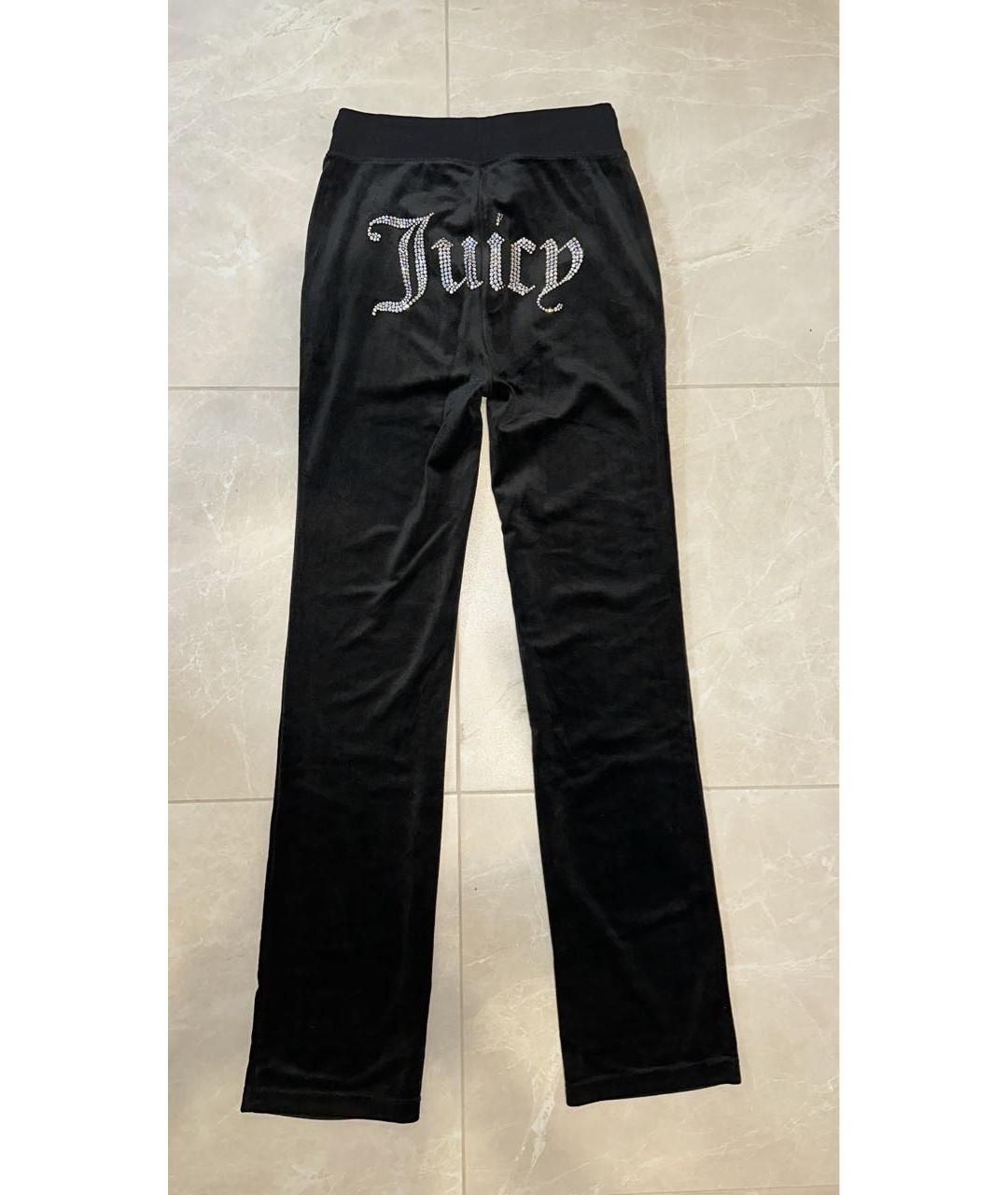 JUICY COUTURE Черные велюровые прямые брюки, фото 2