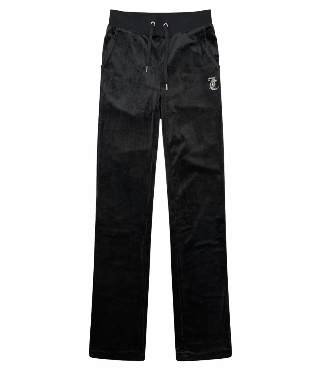 JUICY COUTURE Черные велюровые прямые брюки, фото 1