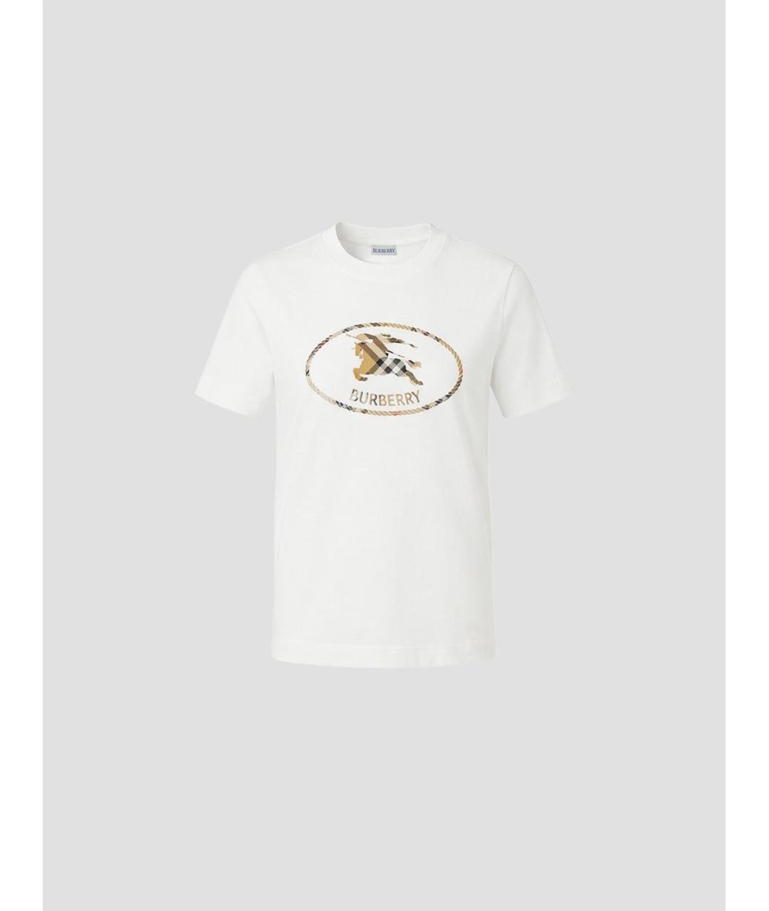 BURBERRY Белая хлопковая футболка, фото 4
