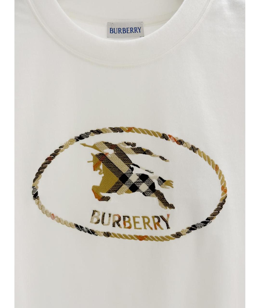 BURBERRY Белая хлопковая футболка, фото 3