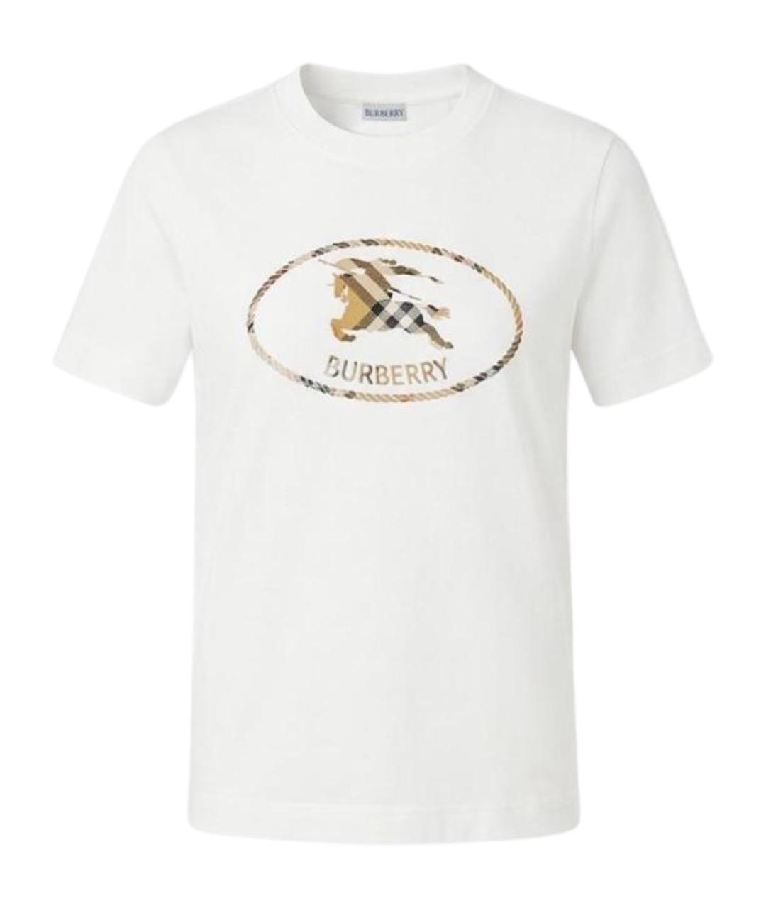BURBERRY Белая хлопковая футболка, фото 1